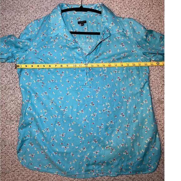 Talbots - Petite Large - Bright Blue Floral Blouse - Excellent Condition! - Picture 5 of 14